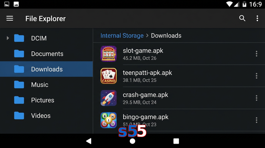 Main screen of S55 gameapk page for PK players